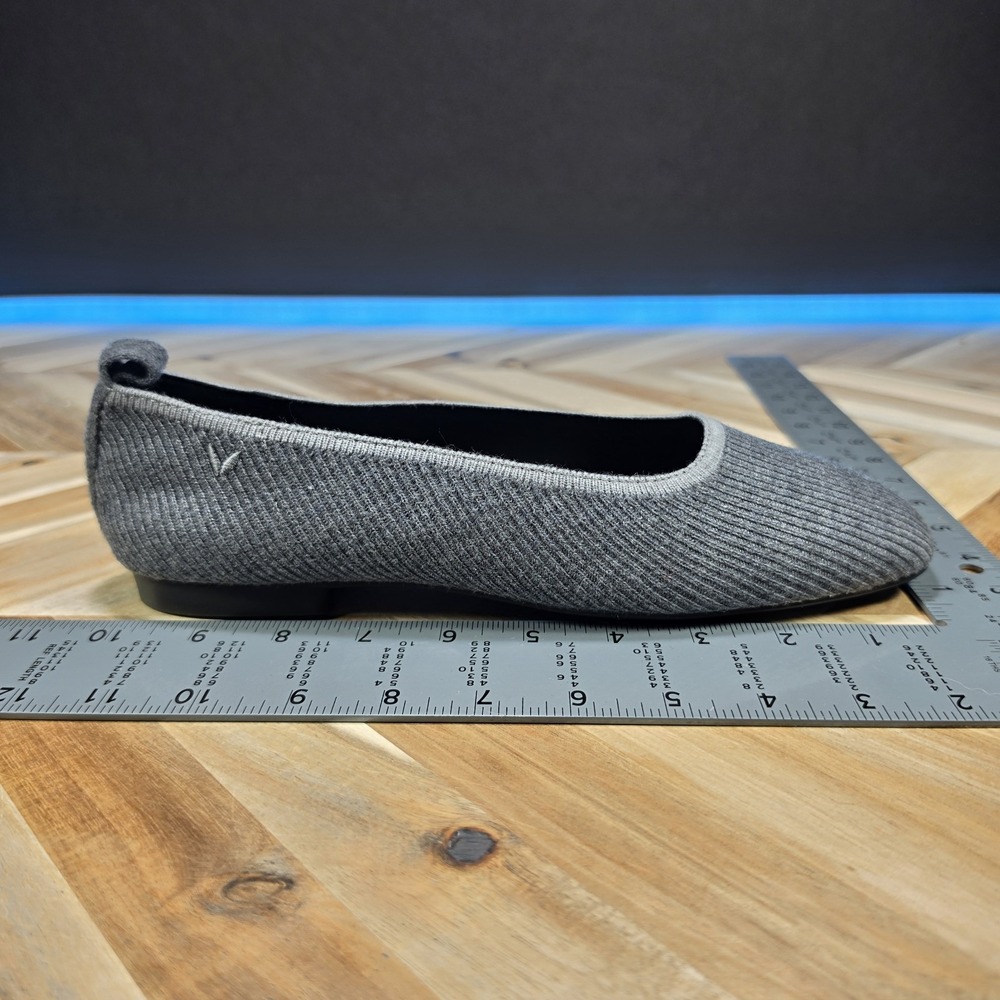 Vivaia Margot Women 41 / US 10.5 Grey Flats Square Toe Ribbed Knit Sustainable - Picture 12 of 13